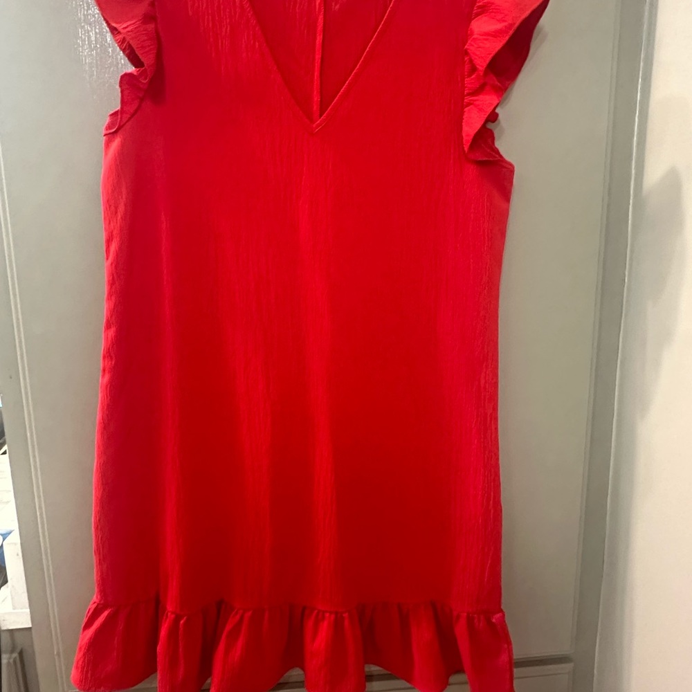 Red Ruffle Sleeve Dress
